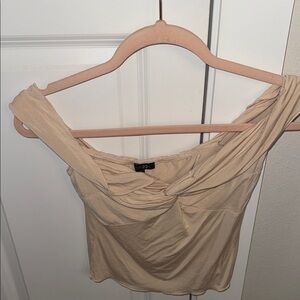 Papermoon Beige Off-Shoulder Crop Top